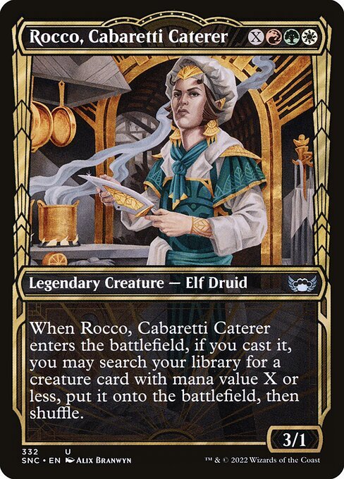 Rocco, Cabaretti Caterer card from SNC #332