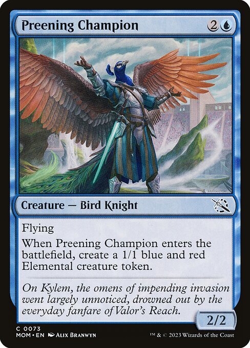Preening Champion card from MOM #73