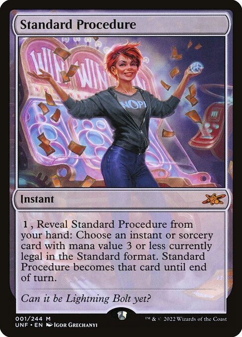 Standard Procedure card from UNF #1