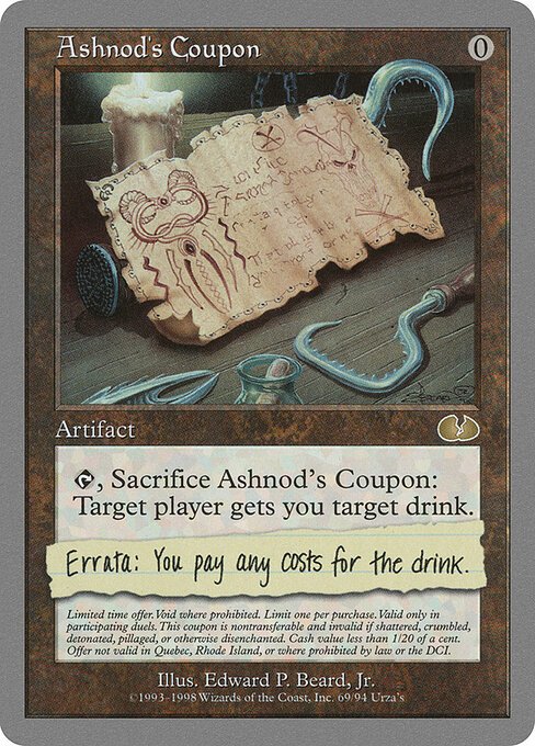 Ashnod's Coupon card from UGL #69