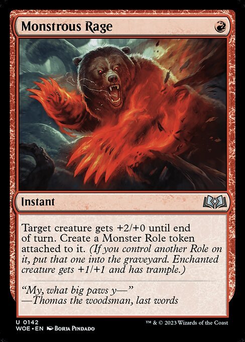 Monstrous Rage card from WOE #142