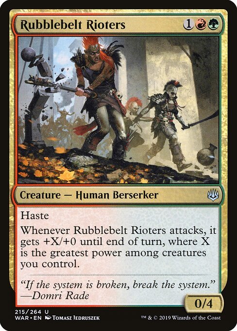 Rubblebelt Rioters card from WAR #215