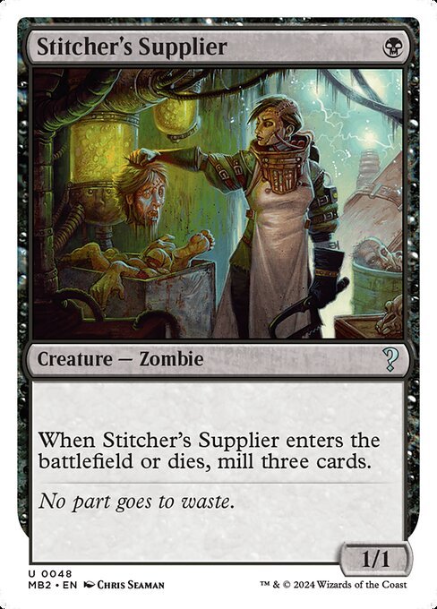 Stitcher's Supplier card from MB2 #48
