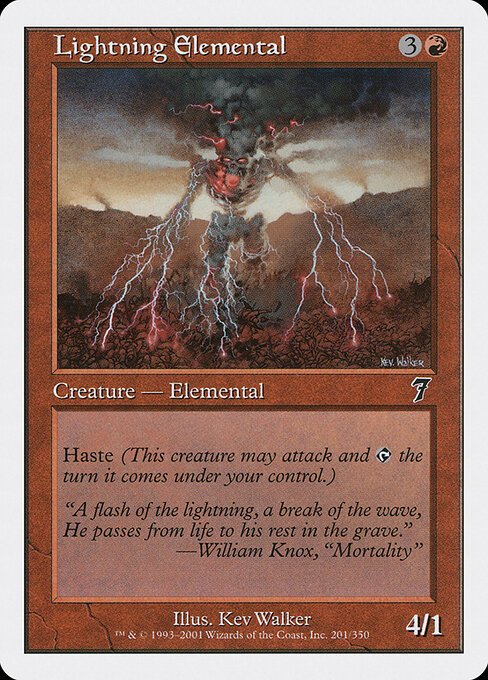 Lightning Elemental card from 7ED #201