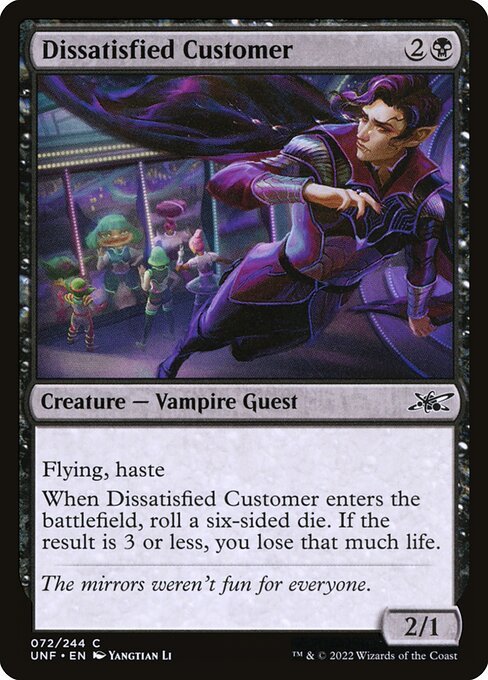 Dissatisfied Customer card from UNF #72