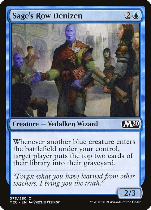 Sage's Row Denizen card from M20 #73