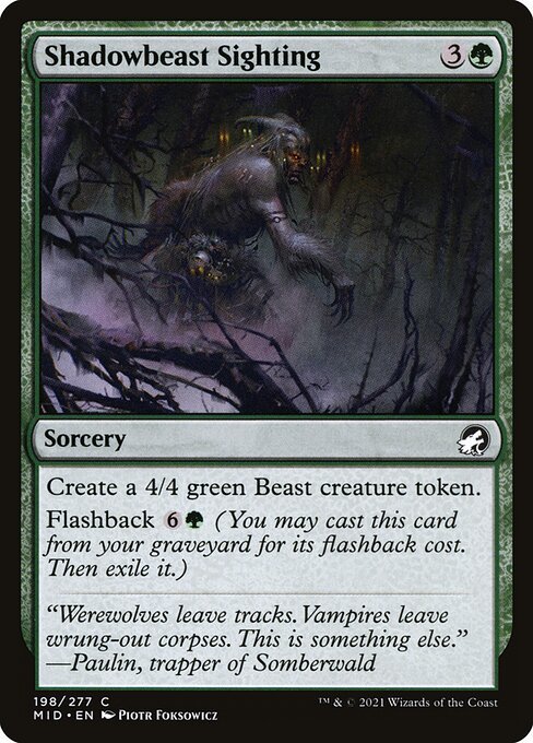 Shadowbeast Sighting card from MID #198