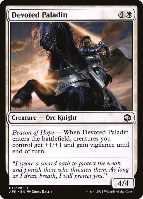 Devoted Paladin card from AFR #11