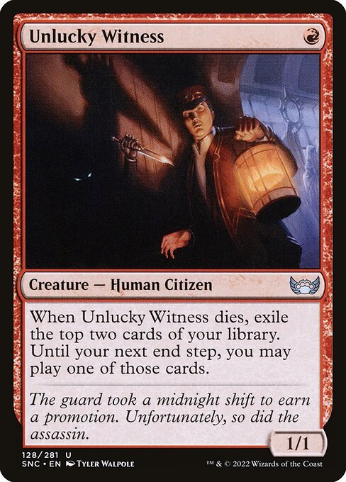 Unlucky Witness card from SNC #128